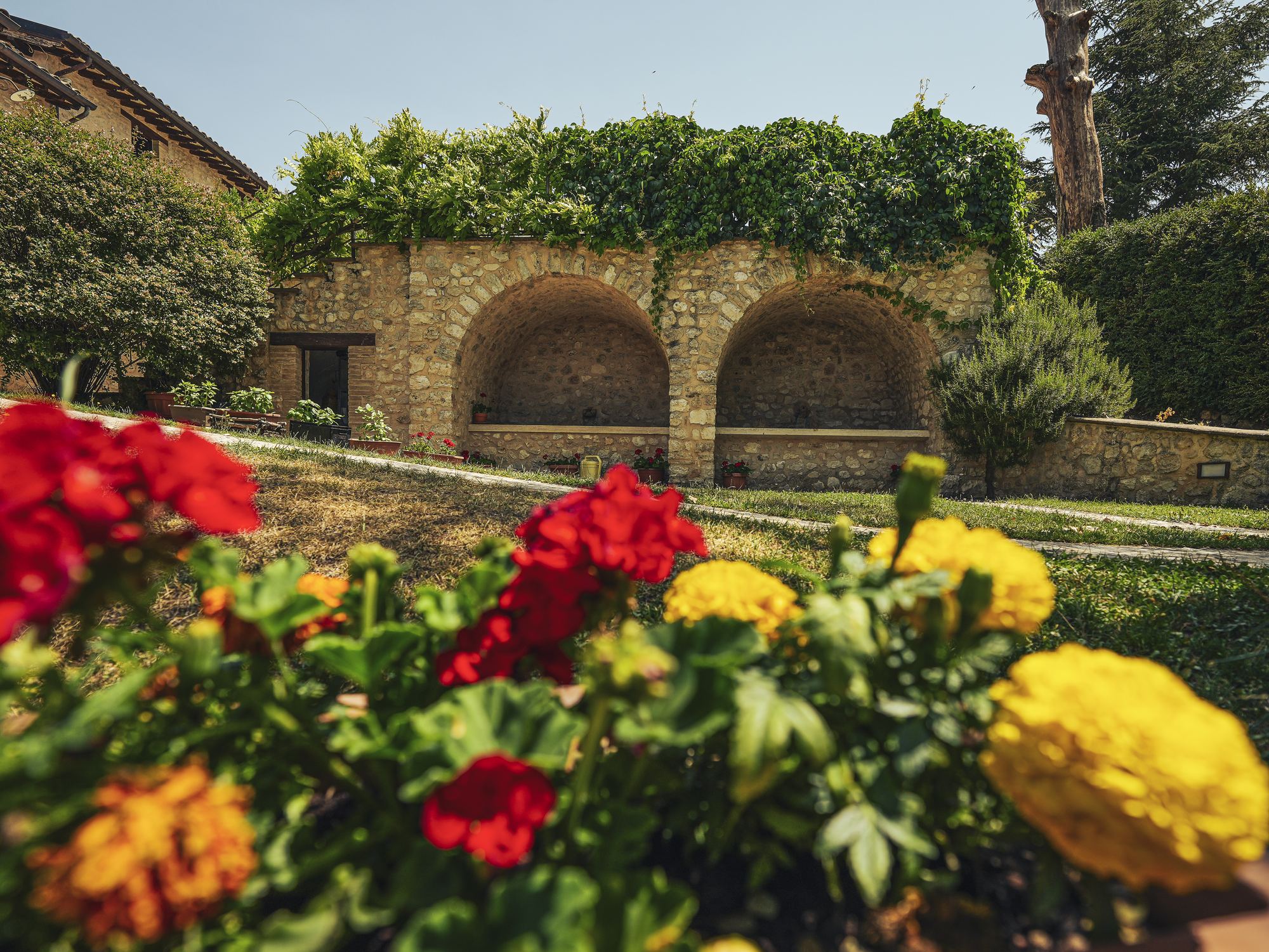 Il giardino e gli archi in pietra
